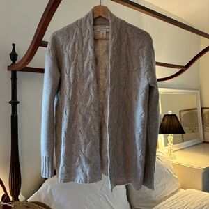 Nordstrom Oatmeal Tan Beige Cashmere Open Cable Knit Cardigan